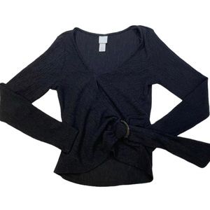 Black Small Long Sleeve  Blouse Top H&M